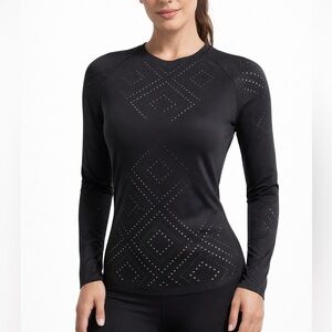 Utracor Velocity Argyle Pixelate Top Size S Compression Top Laser-Cut in Black
